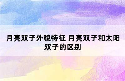 月亮双子外貌特征 月亮双子和太阳双子的区别